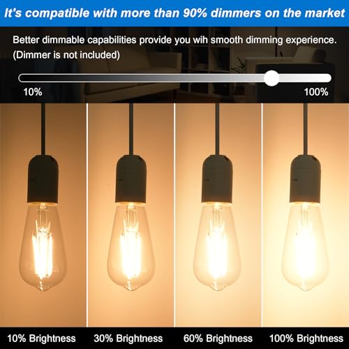 Vintage LED Edison Bulb (St58-clear Glass 4000k / 6 Count (Pack of 1))