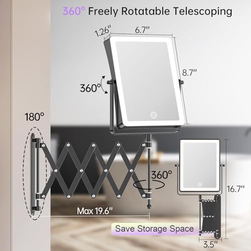 5000mAh Rechargeable Wall Mounted Makeup Mirror