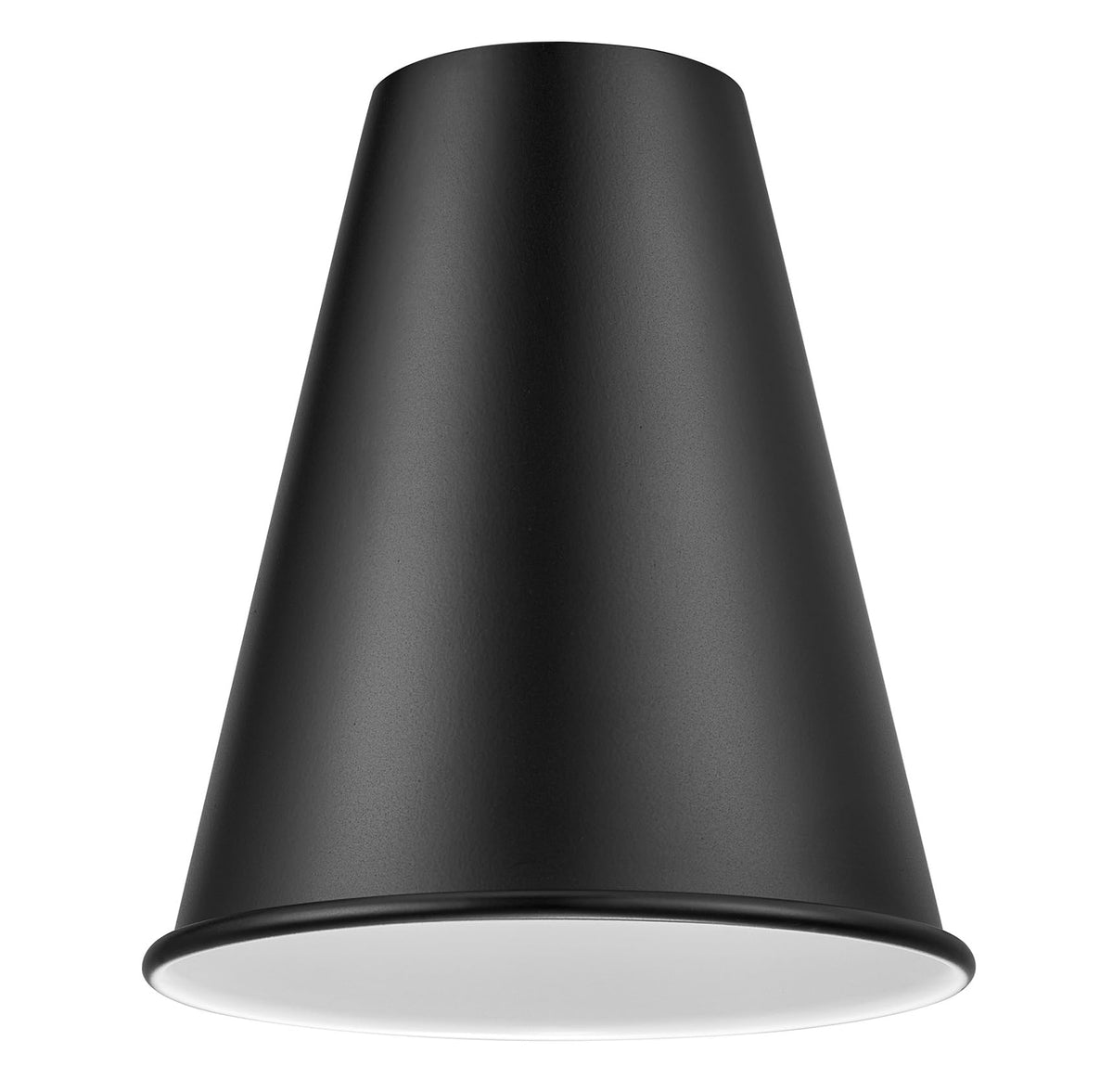 21603-11,Replacement Cone Metal Shade for Pendant Light,Matte Black,6"W x 6-1/2"H,Center Hole 1-5/8" (Matte Black with White inside)