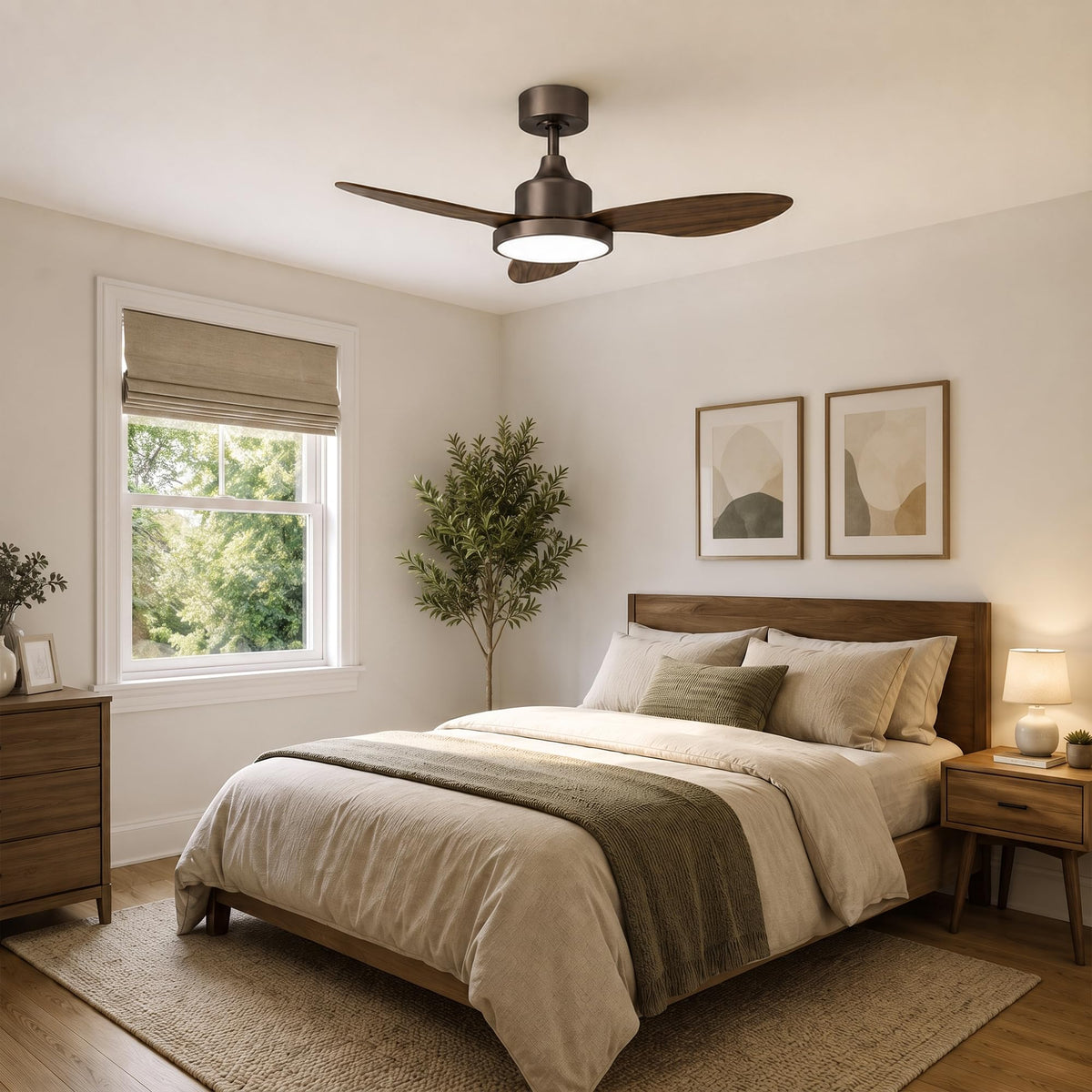 42" 2 Pack Ceiling Fan with Lights (Oil Rubbed Bronze & Walnut / 42 Inch)