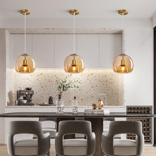 Amber Glass Pendant Light Kitchen Island (Amber(9.84 in) / 1-Pack)
