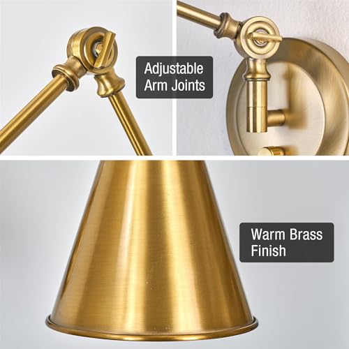 Ellis 18" Modern Swing Arm Wall Sconce for Bedroom (Warm Brass / 18")