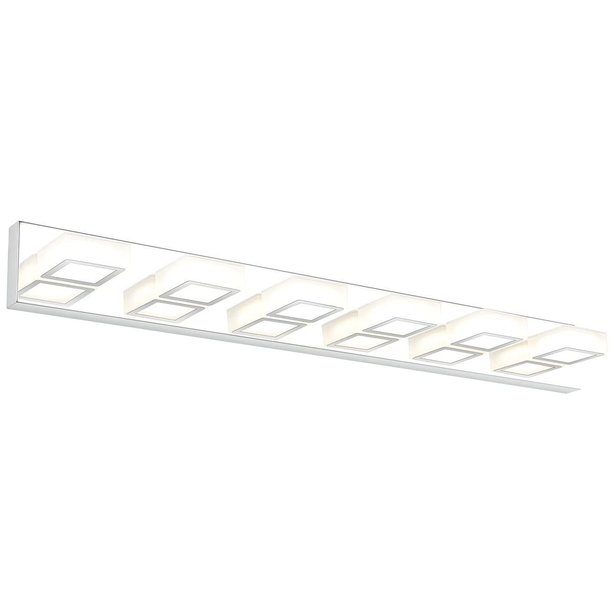 LED Modern Chrome Vanity Lights 6 Lights Stainless Steel Acrylic Modern LED Bathroom Vanity Lights Over Mirror (Chrome-Natural light / 40.4 inch)