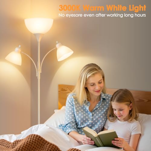 Torchiere Floor Lamps for Living Room (Rustic White)