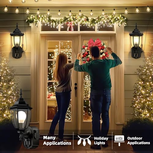 Outdoor Wall Lights with Outlet (Black- 2 / 2 Pack)