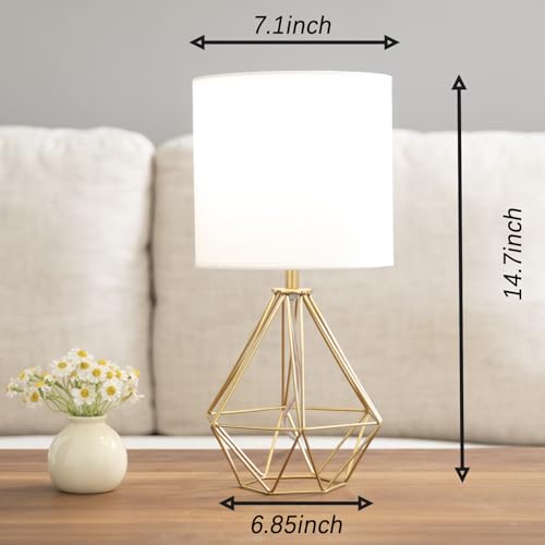 Gold Modern Small Table Lamp for Bedroom & Living Room (Brass Gold)