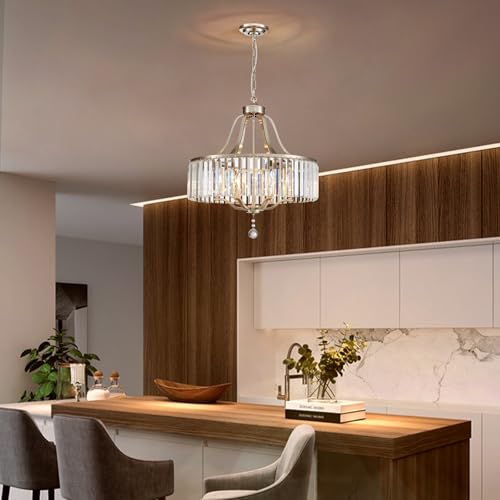 Modern Crystal Chandeliers Round 6 (168-Brushed Nickel)