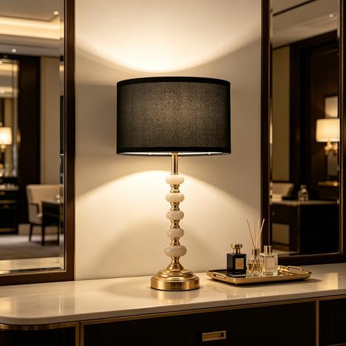 Crystal Table Lamp (Marble columns+Black)