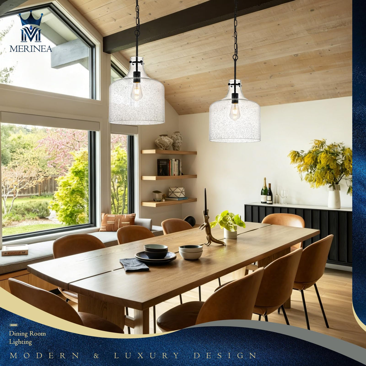 12" Black Seeded Glass Pendant Light (Black Seeded)