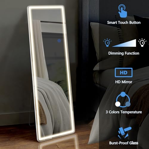 21"x 64" LED Full Length Mirror with Lights (White / 64"L x 21"W)