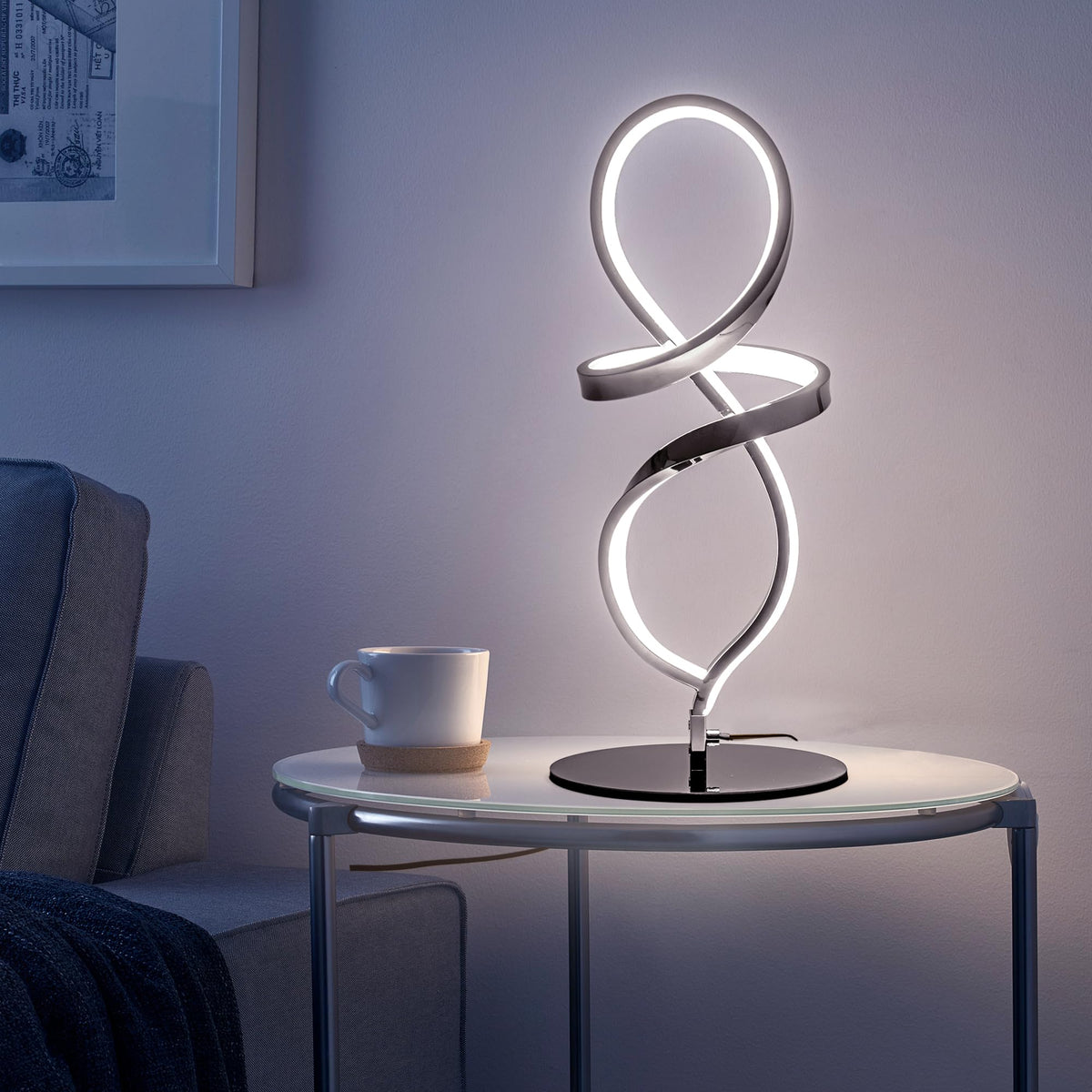 Modern Lamp with LED Spiral Design (Chrome-2 Pack / 15.7IN-2PK)
