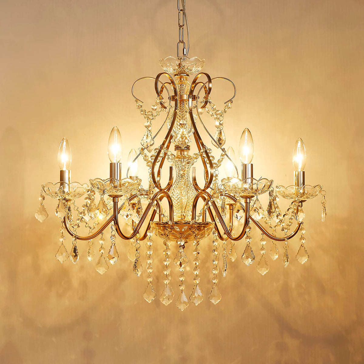 Saint Mossi 6 Light Crystal Chandelier Light Fixture Modern Chandelier Crystal Lighting (French Gold)