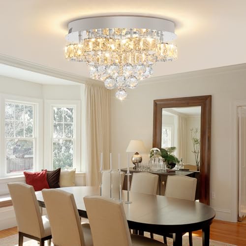16in Modern LED Crystal Chandelier (Silver / 16inch)
