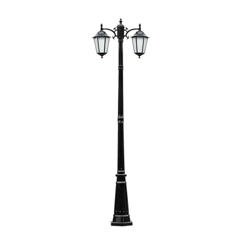 2 Light Outdoor Post Lights Glass Path Pillar Lamp Retro Courtyard Lamp Post Light for Backyard Garden Patio Driveway