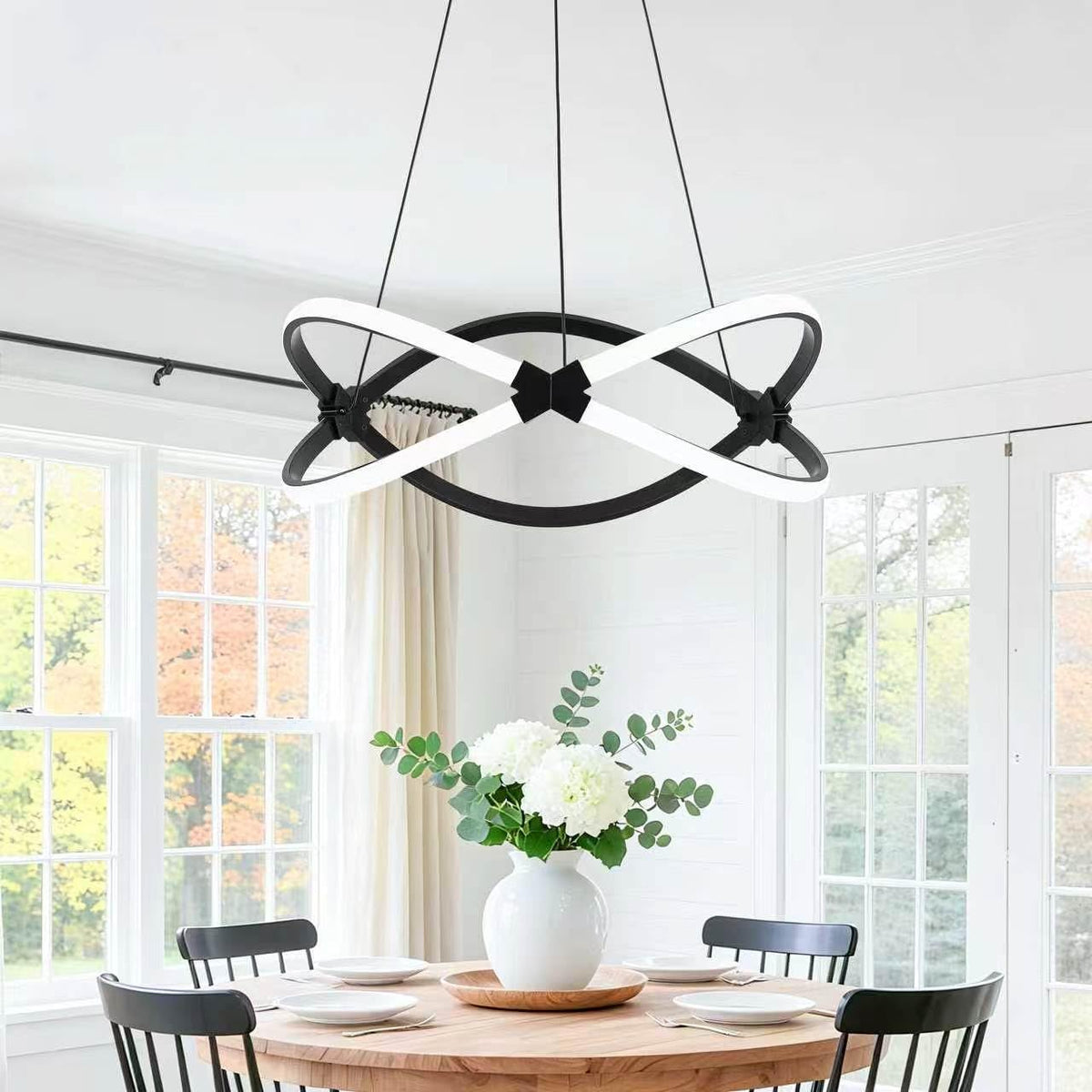 18.5 Inches Black Dimmable Modern Led Chandelier with Remote Control (Black-1 / 18.5 inches)