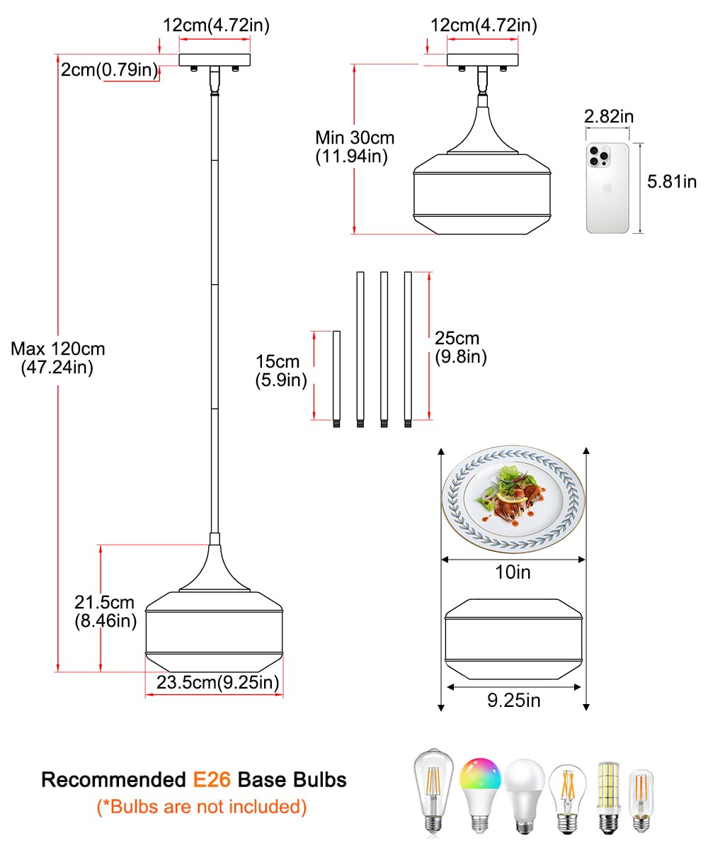 Gold Pendant Light over Kitchen Green Glass Hanging Light for Bathroom (Gold+Green Glass / 9.25in)