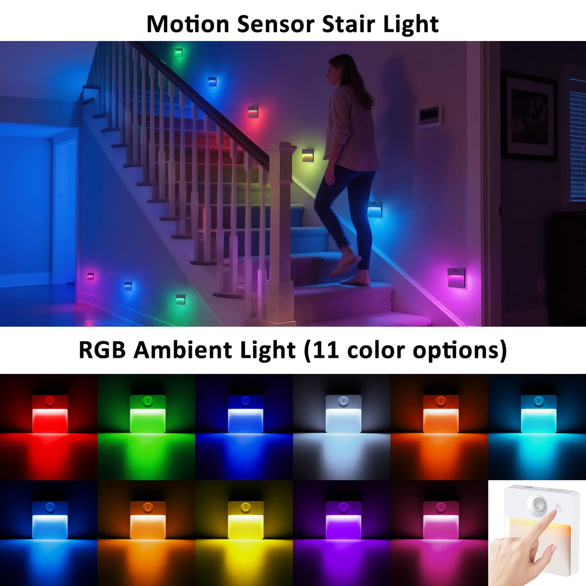 8 Pack Rechargeable Stair Lights for Indoor (8 Pack / White)