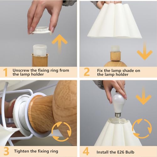 Cute Small Table Lamp (White+Light Brown)