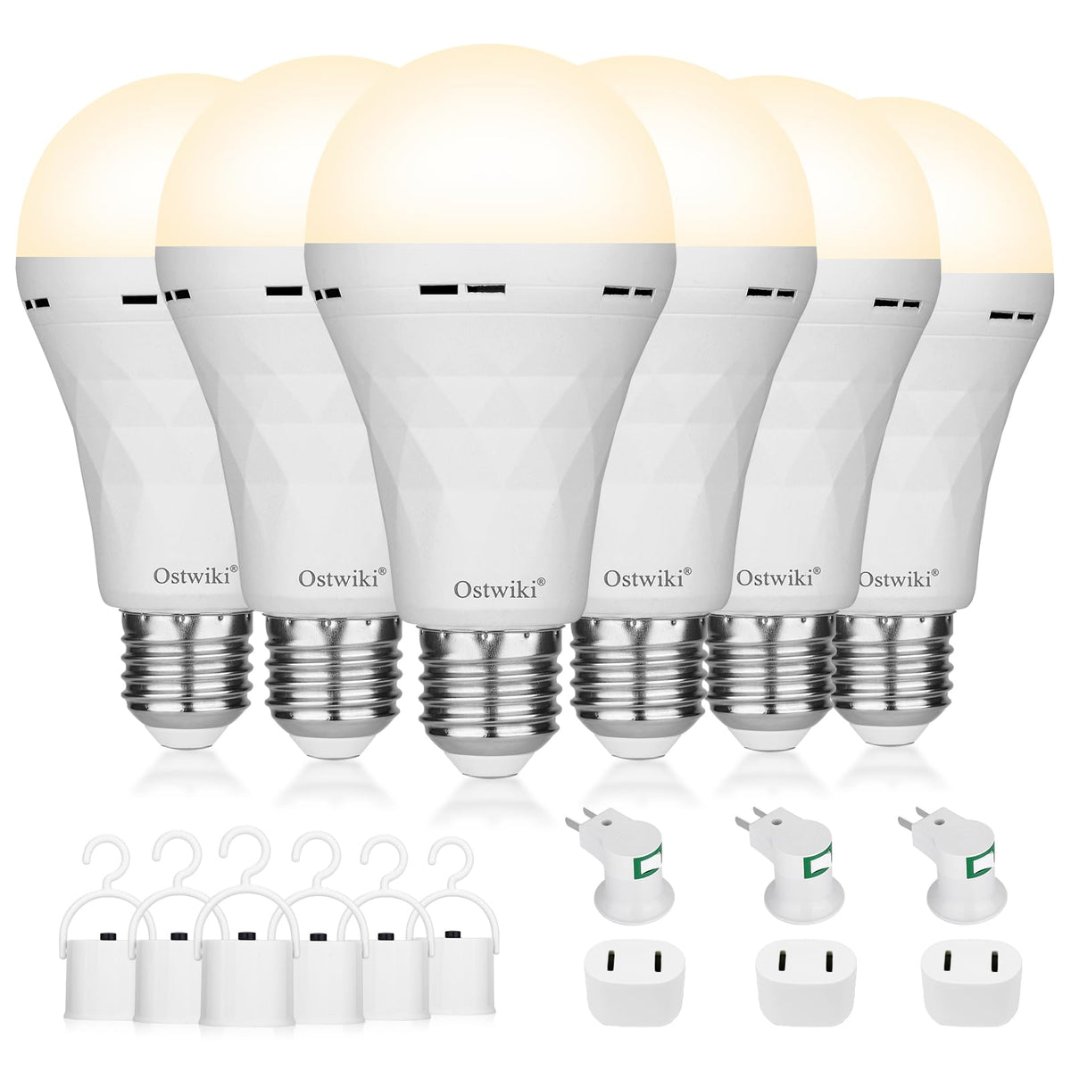 6 Pack Rechargeable Light Bulbs Led Battery Backup Bulb for Lamps (Warm White / 6 Pack)