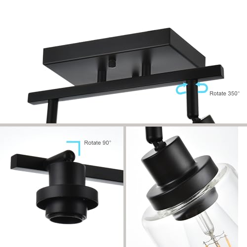 4 Light Track Lighting Kit Black Track Lighting Fixtures Bathroom Wall Sconces Ceiling Mount Kitchen Tracking Lights (Black / 4-Light)