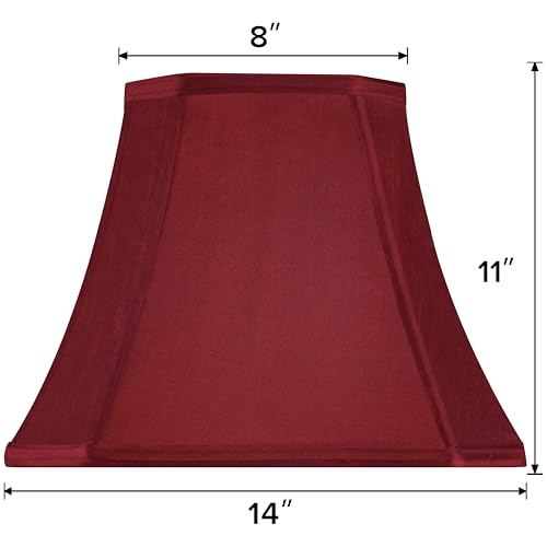 Square Lamp Shades Set of 2 (8 x 14 x 11 inches - 2 Pack / Burgundy)
