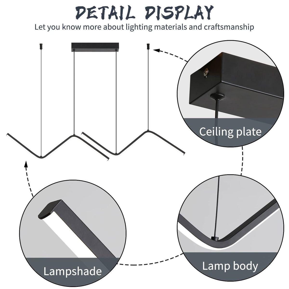LED Modern Linear Pendant Lights (J / 47IN)