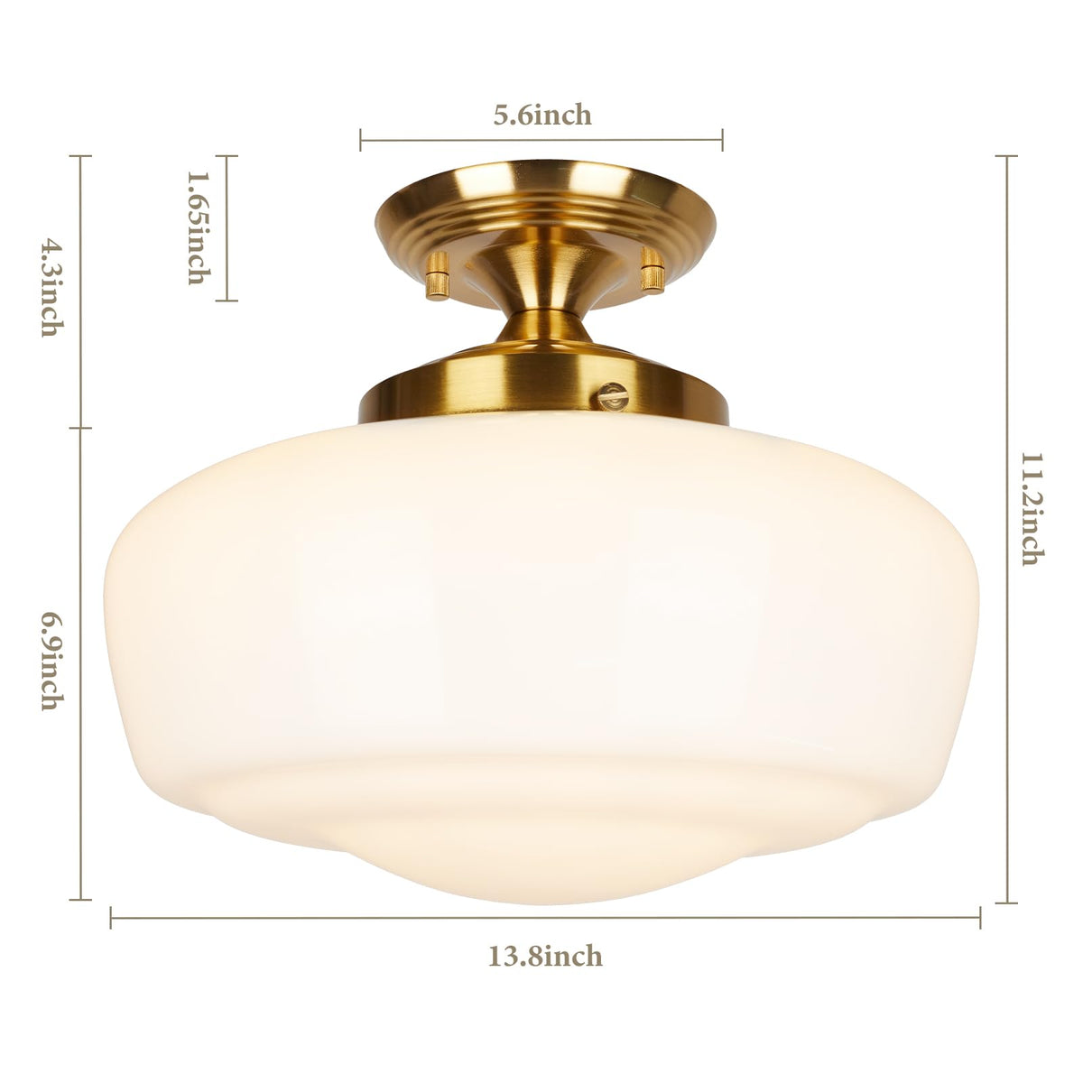 Large Schoolhouse Style Semi Flush Mount Ceiling Light Fixture (Gold / Large)
