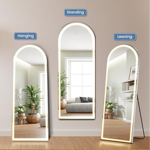 Arched LED Mirror Full Length Standing (Led-white Arched / 70"L x 26"W)