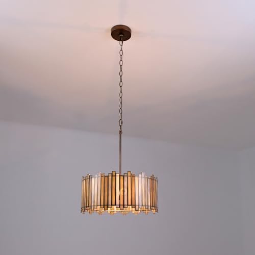 Tiffany Stained Drum Chandelier (Aqua Green)