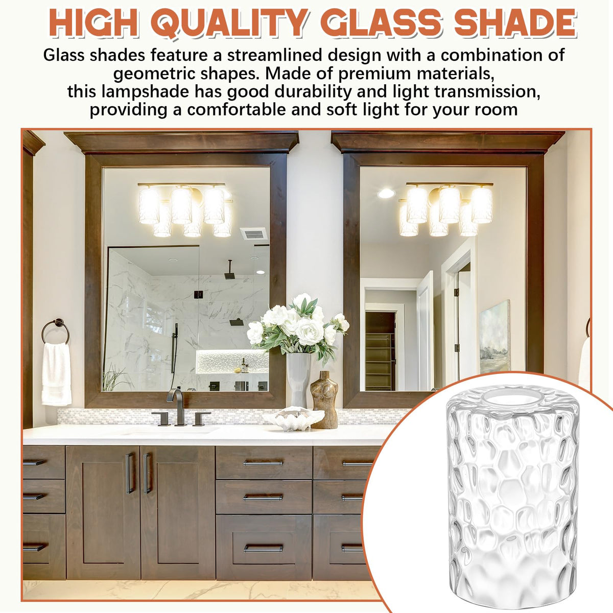 3 Pcs Clear Hammered Glass Lamp Shade 1 (Clear / Hammered)