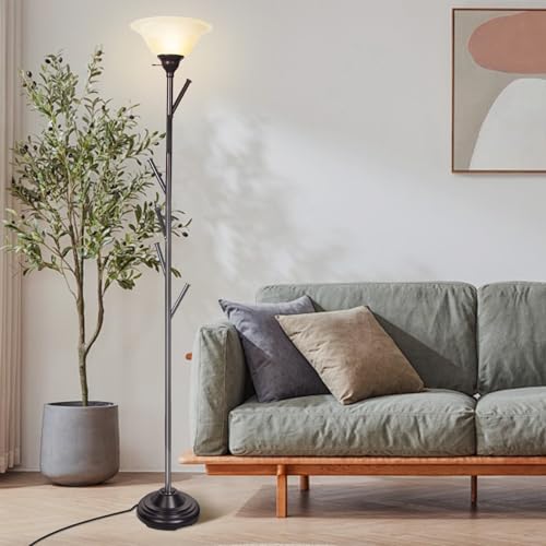 Standing Tall Lamp with Standing Coat Rack Tree (Lamp with Standing Coat - Brown)