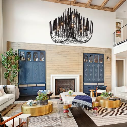 Modern Farmhouse Chandelier for Dining Room 57" (Black / 57 inches)