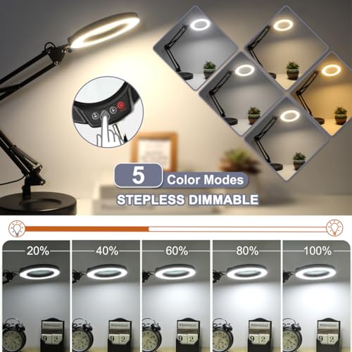 12X Magnifying Glass with Light (Black / 12X 17.8inch Base & Clamp)
