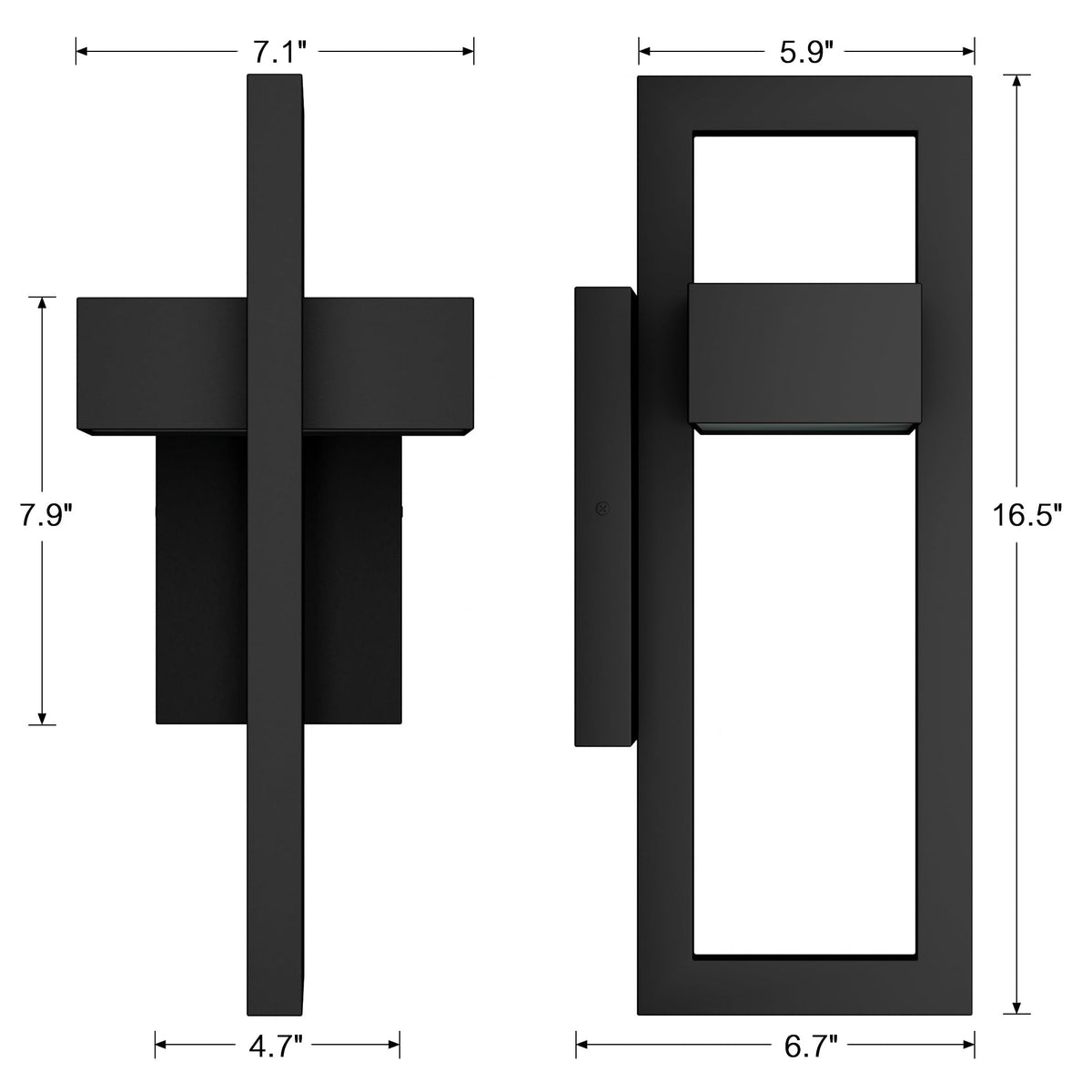 Modern Outdoor Wall Lights 3000K Integrated LED Outdoor Wall Sconces Lighting (Large Black / 1 Pack)