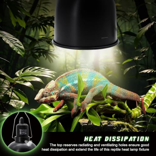 5.5 Inch Deep Dome Reptile Heat Lamp Fixture with Dimming Switch and Timer (Reptile Light Fixture with Dimming and Timer)