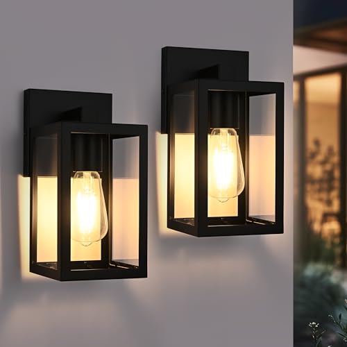 2 Pack Outdoor Wall Sconce (Black / 1-Light, 2-Pack)