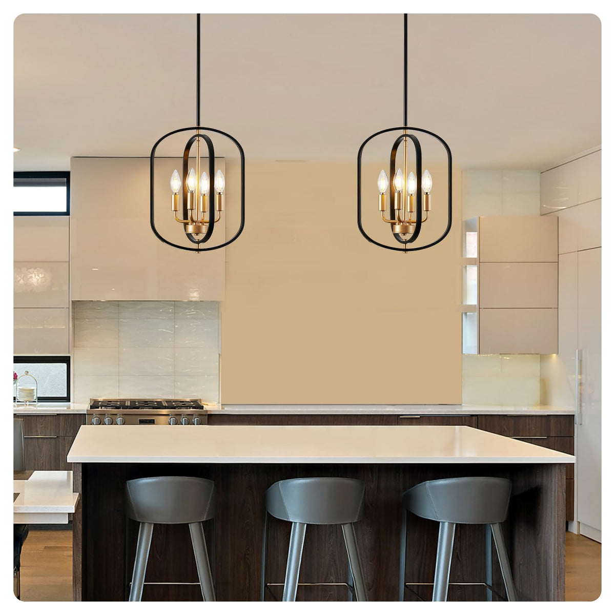 Black and Gold Chandelier for Dining Room Light Fixture (4 Light Black Gold)