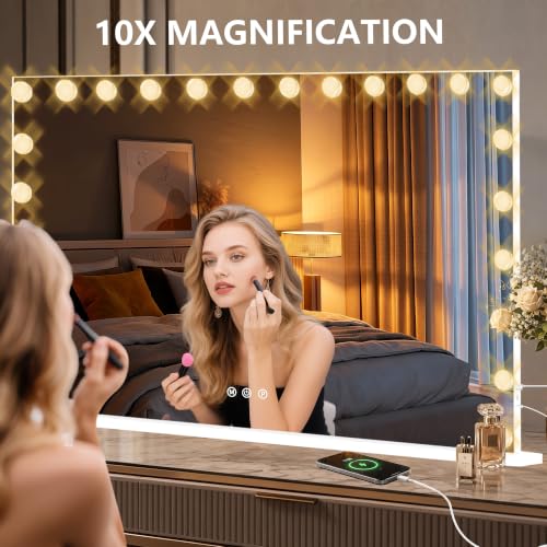 Vanity Mirror with Lights (White / 48"L x 30"W)