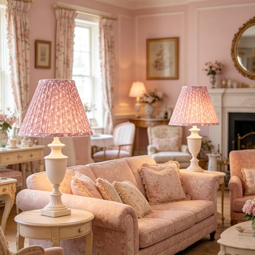 Lamp Shades Pink Floral Set of 2 Bell Shade 6"×13"×9.8" (Pink-2 Pack / 6*13*9.8in)