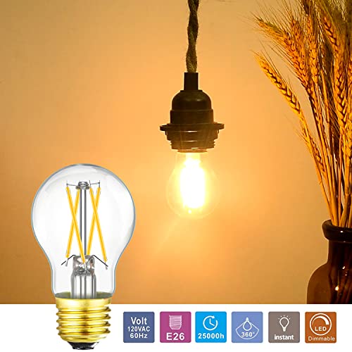 Dimmable E26 LED Bulb 6W Equal 60W Vintage LED Edison Bulb AC120V 2700K A15 LED Bulb for Ceiling Fan (6w=60w 2700k A15)