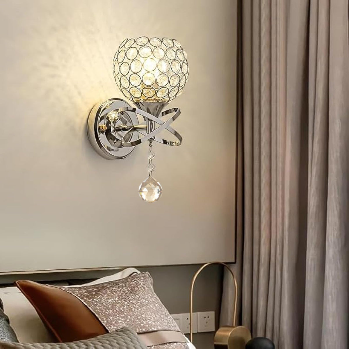 Crystal Wall Sconces Set of Two (A1-Silver)
