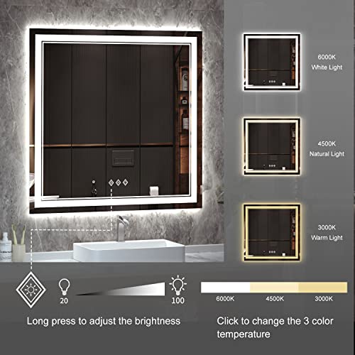 LED Mirror for Bathroom (Front and Backlit / 36"L x 36"W)