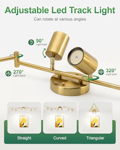 6 Ways Gold Track Lighting Fixtures Ceiling Gu10 Bulbs Not Included (Gold / 6 Ways)
