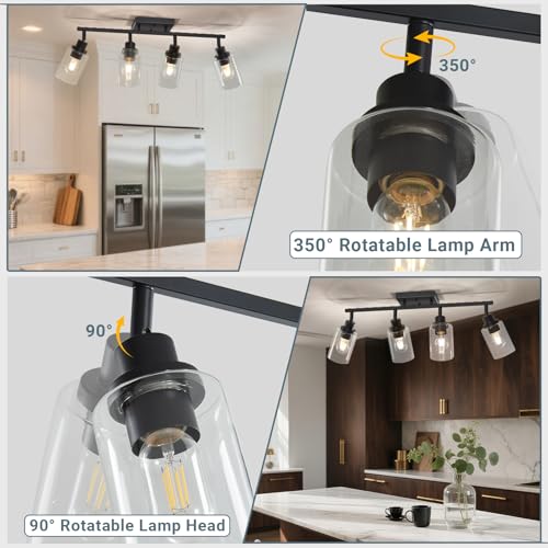 4 Light Kitchen Track Light Fixtures Ceiling Vanity Lights Black (Black / 4-Light)