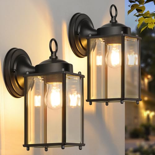 Outdoor Wall Lantern (Black / 10.24 inch)