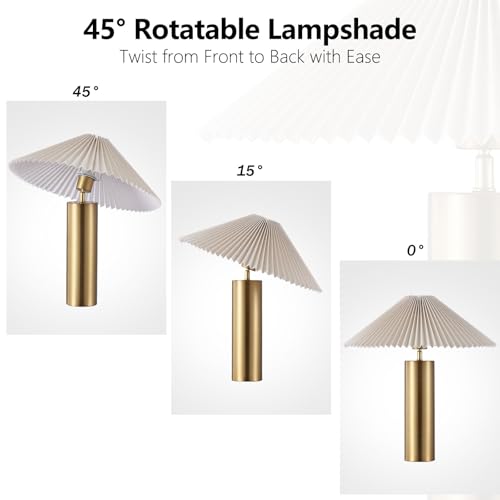 Modern Table Lamp with Metal Blade Lampshade and Cylindrical Base