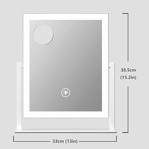 15.2 x 13 in Lighted Makeup Mirror (White 1 / 15.2"L x 13"W)
