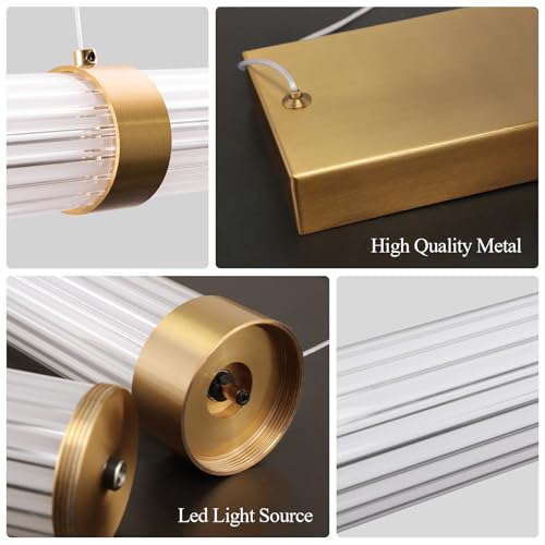 Modern Linear Chandelier Gold Linear Pendant Light Fixture (Gold / 37IN)