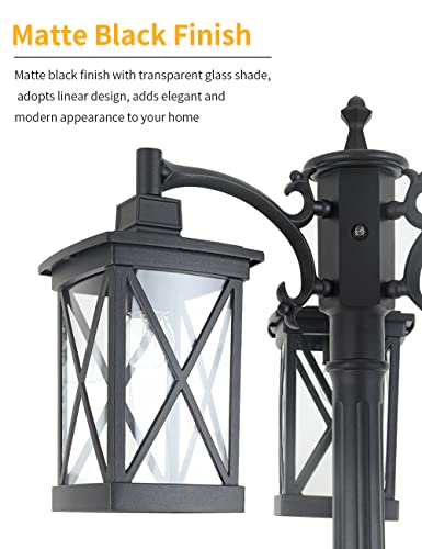 Modern Outdoor Street Light 82.7" H Dusk to Dawn 3 (Black Finish)