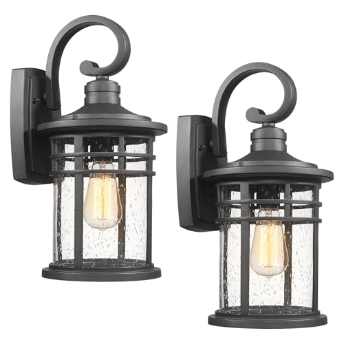 2 Packs Outdoor Porch Lights Wall Mount Sconces Outdoor Lighting Waterproof Exterior Lantern for House Front Porch Patio Garage Doorway Garden (2Packs Clear Glass / Large)